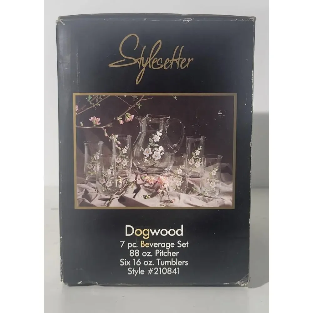 NIB Stylesetter Vintage 7-Pc Dogwood Crystal Set MINT NOS W/ STICKERS